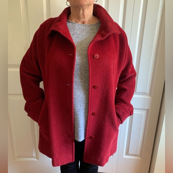 Hilary Radley Red Button-up Llama & Wool Coat Jacket - Picture 3 of 7